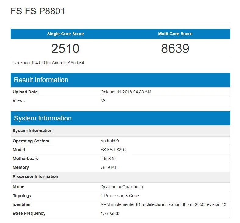 Oneplus 6t Geekbench