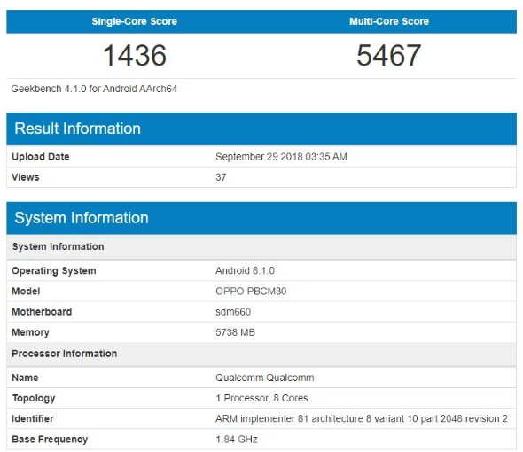 Oppo K1 Specs Benchmark