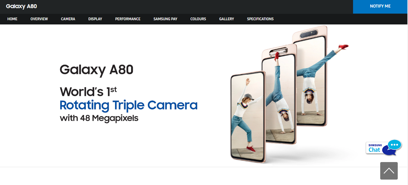 Samsung Galaxy A80 India Launch Listed Onlne
