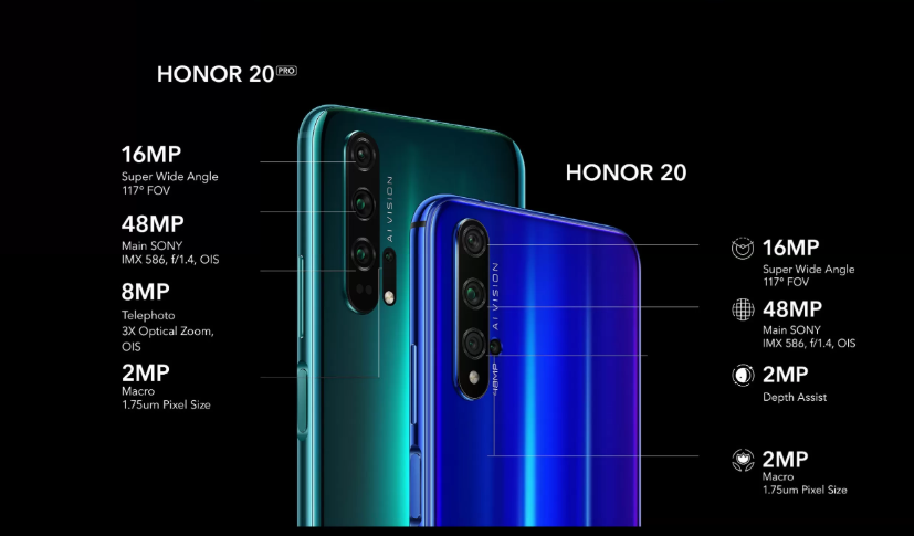 Honor 20 Honor 20 Pro Camera Specifications