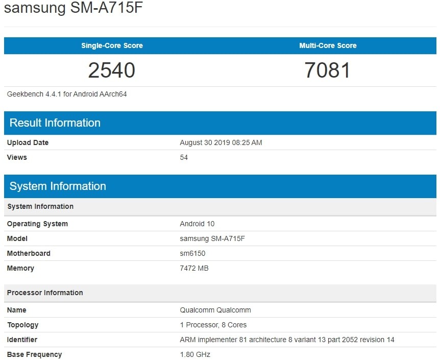 Samsung Sm A715f