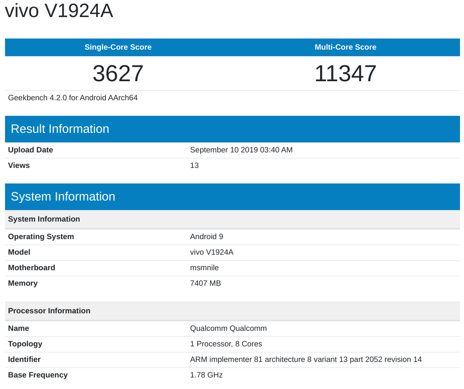 Vivo Nex 3 5g Geekbench