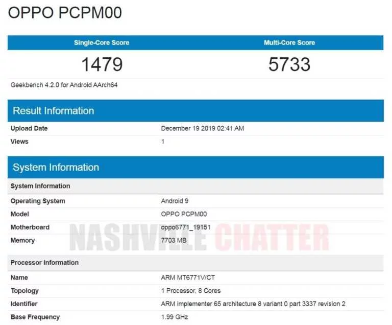 Oppo A91 Geekbench