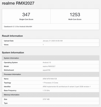 Realme Rmx2027 Geekbench