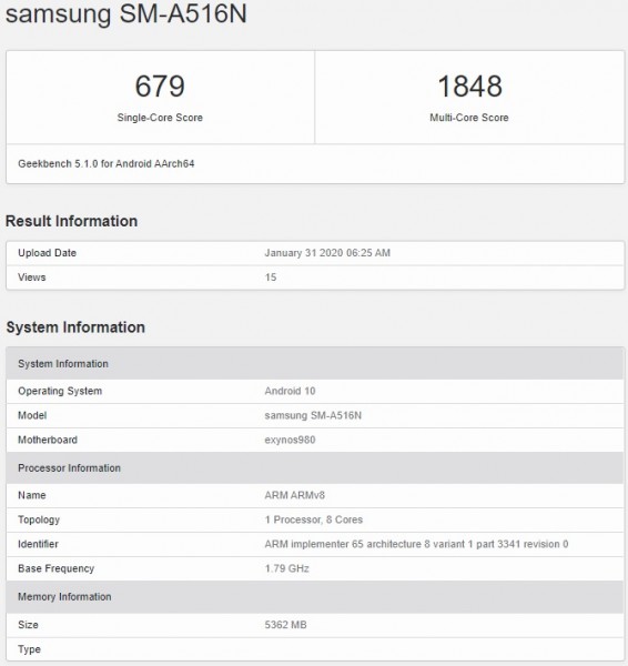 Galaxy A51 5g Gekbench