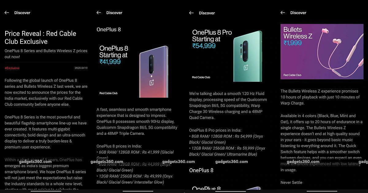 Oneplus 8, Oneplus 8 Pro Price In India