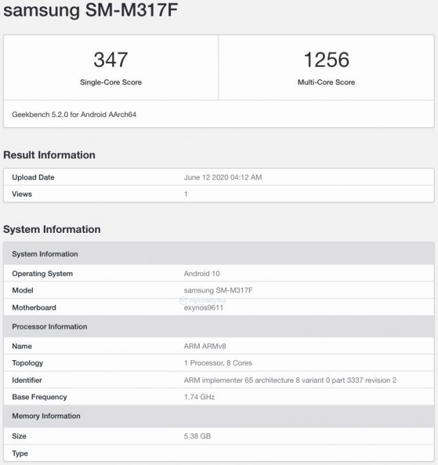 Galaxy M31s Geekbench
