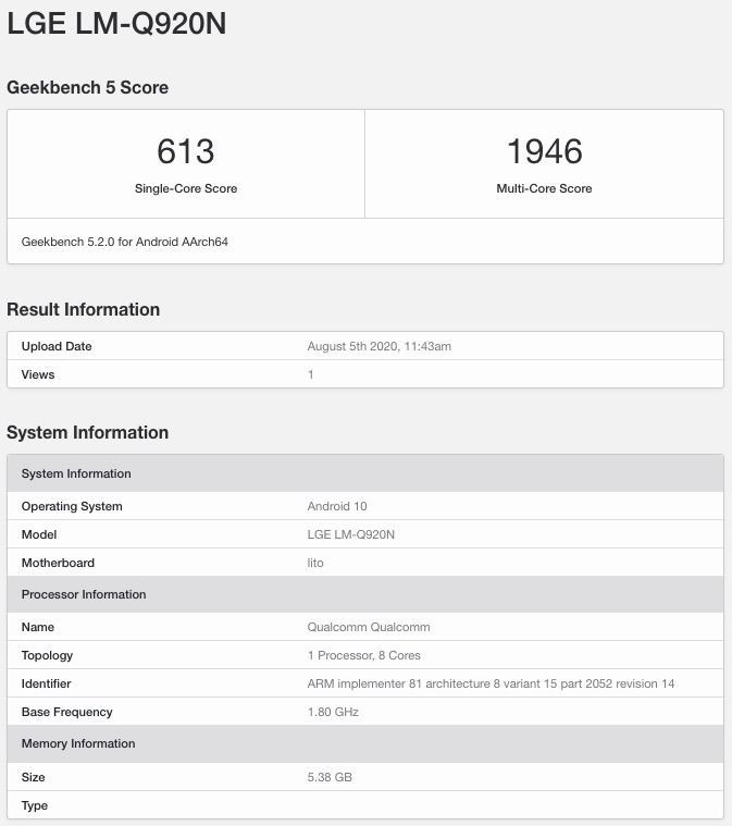 Lg Q92 Geekbench