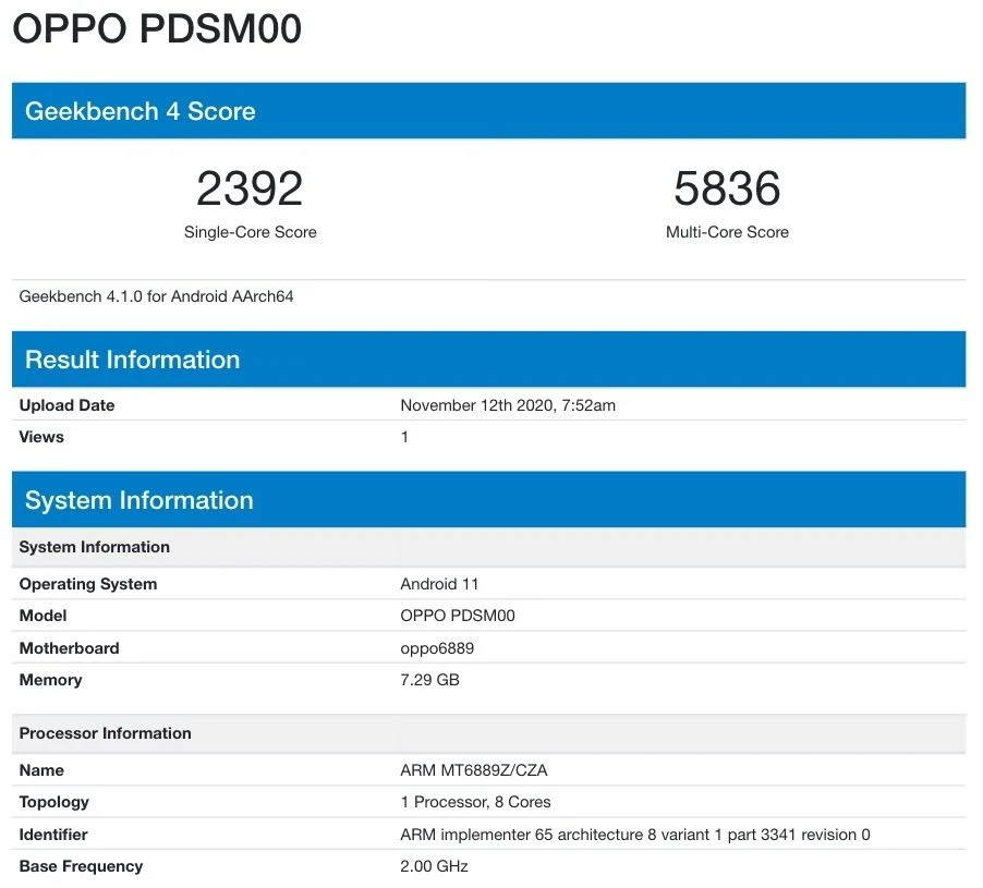 Oppo Pdsm00 Geekbench