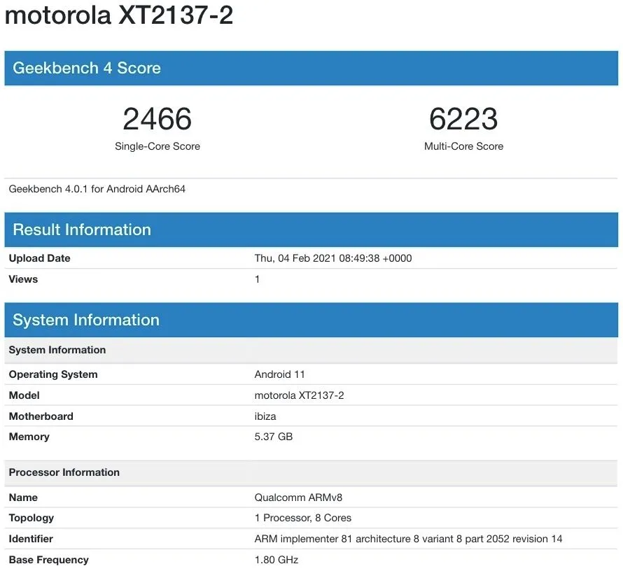 Motorola Ibiza Xt2137 2 Geekbench