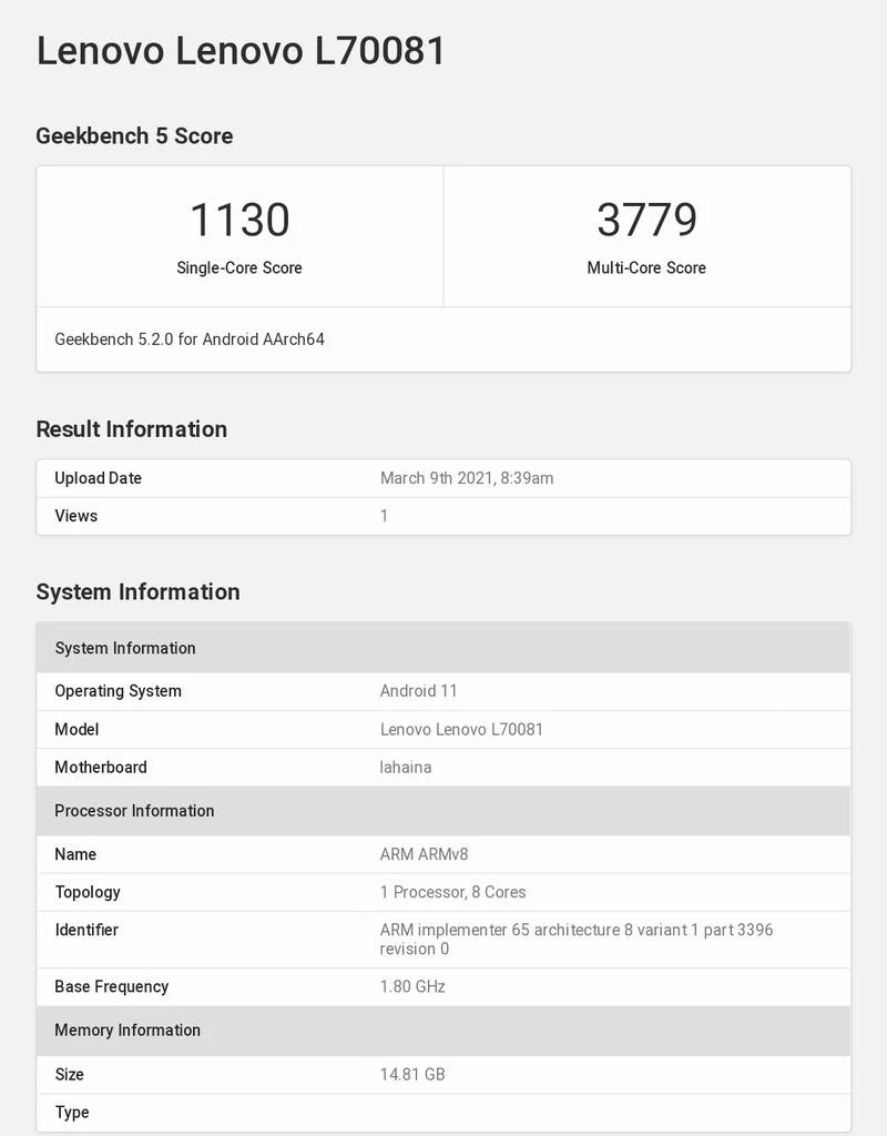 Lenovo L70081 Geekbench Lenovo Legion 2 Pro Spotted On Geekbench