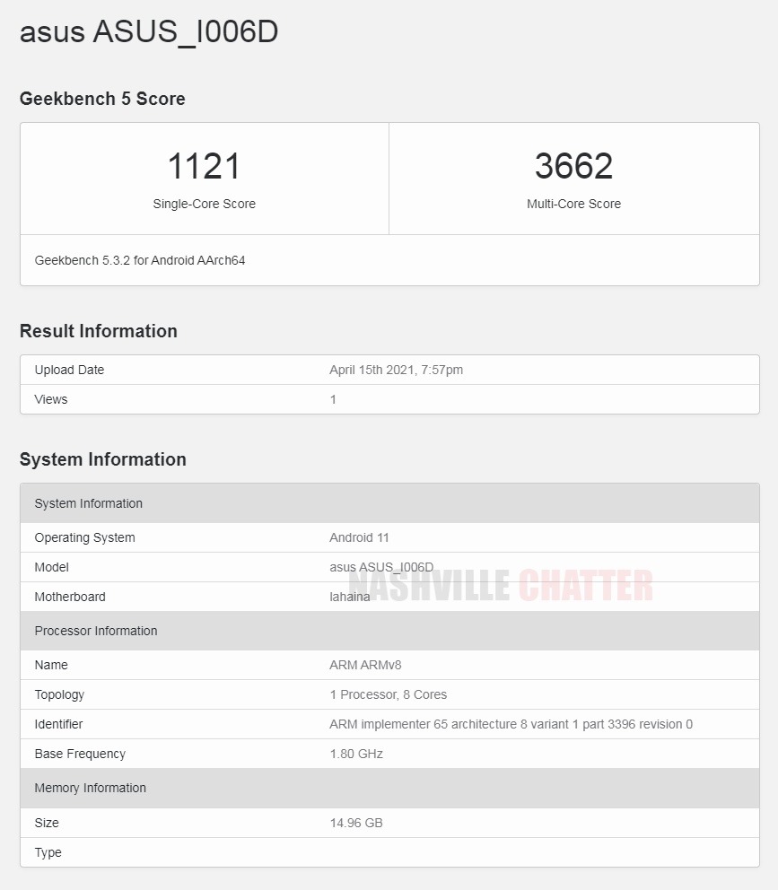 Asus Zenfone 8 Mini Geekbench