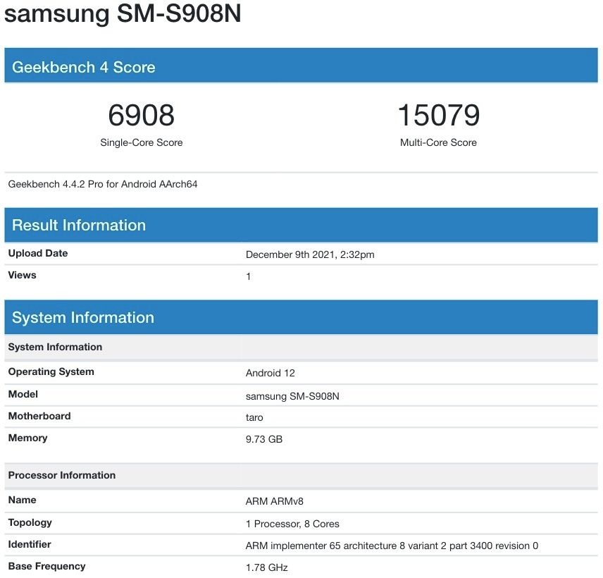 Samsung Galaxy S22 Ultra Sm S908