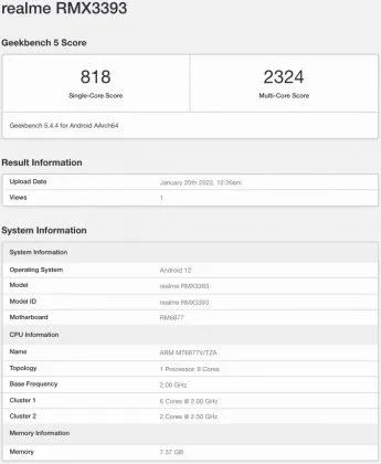 Realme 9 Pro Plus Rmx3393 Geekbench
