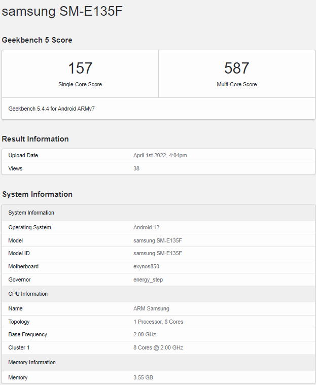 Samsung Galaxy F13 Appears On Geekbench With Exynos 850 Soc